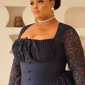 Elegant Navy Lace Dress